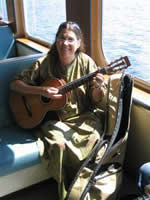 Flip our fearless leader, on the ferry heading home